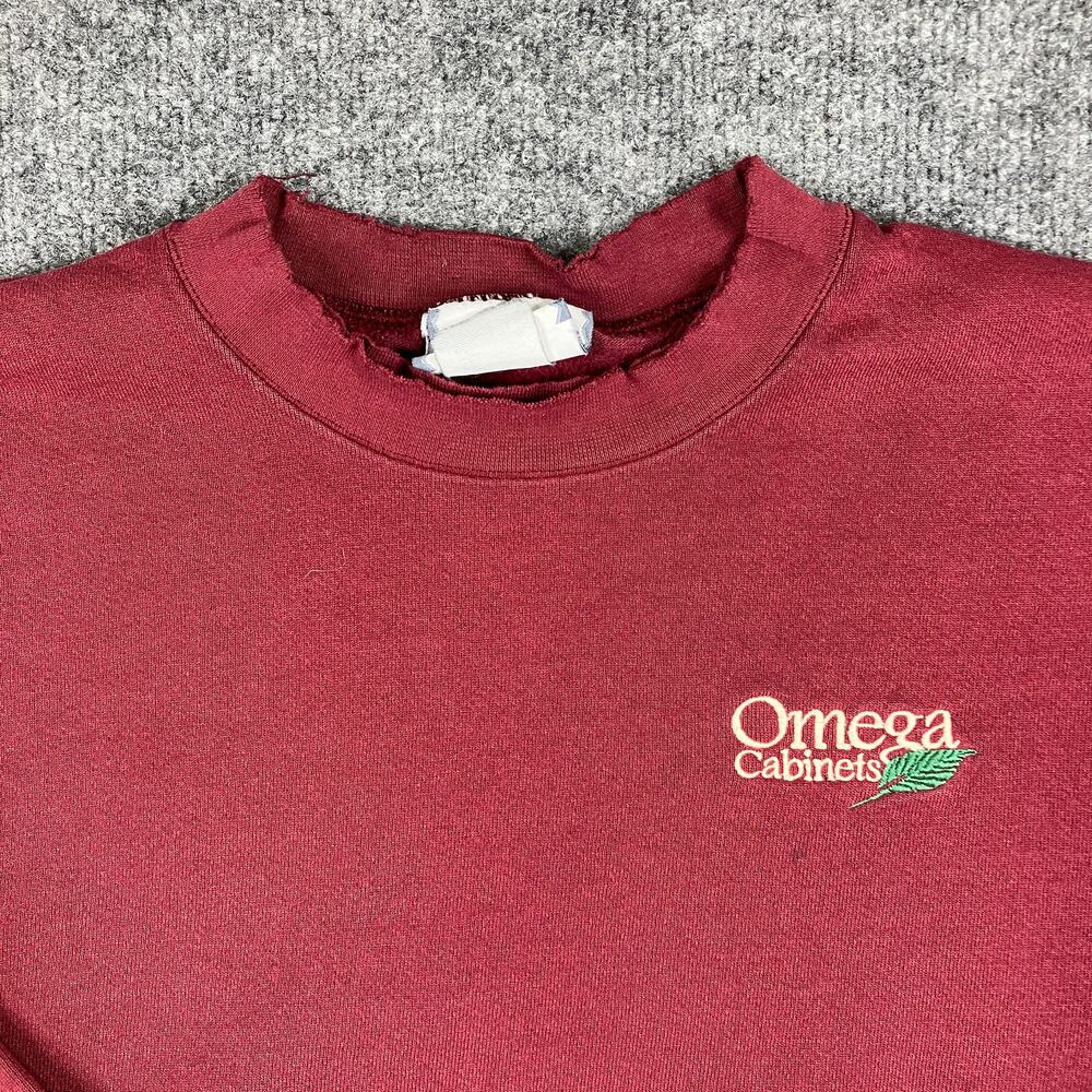 Lee Sweatshirt Mens Size‎ XL Maroon Omega Cabinets Logo Crewneck Promo Pullover
